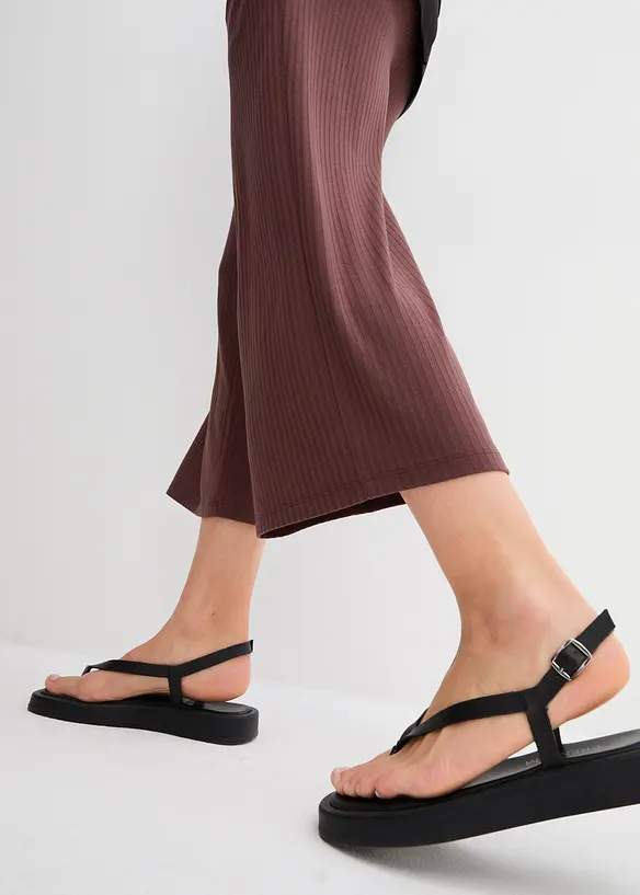 Pantalon en jersey côtelé à taille élastiquée, bonprix