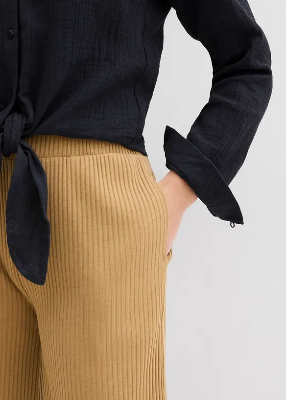 Pantalon en jersey côtelé à taille élastiquée, bonprix