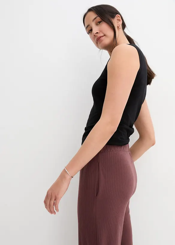 Pantalon en jersey côtelé à taille élastiquée, bonprix