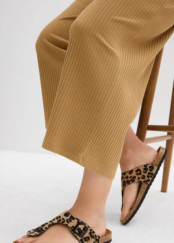 Pantalon en jersey côtelé à taille élastiquée, bonprix