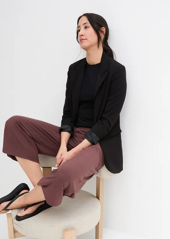 Pantalon en jersey côtelé à taille élastiquée, bonprix