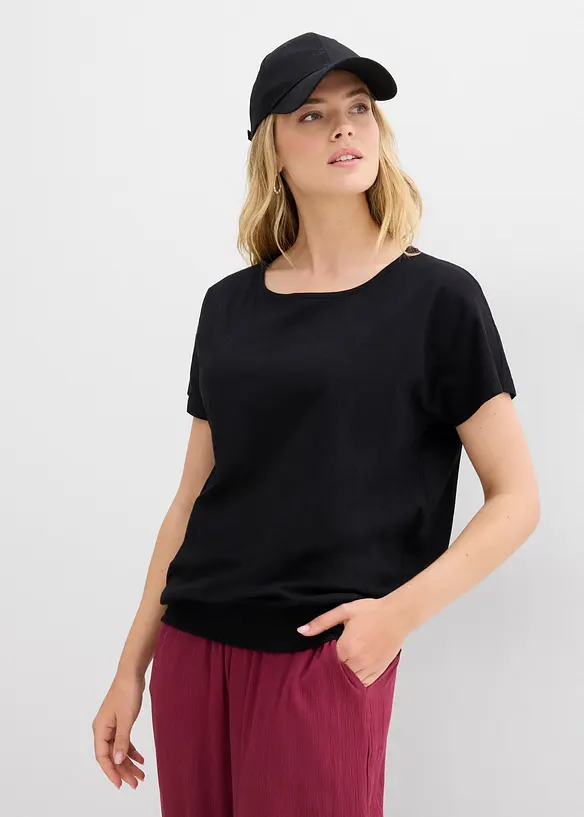 T-shirt en fil flammé avec base smockée, bonprix