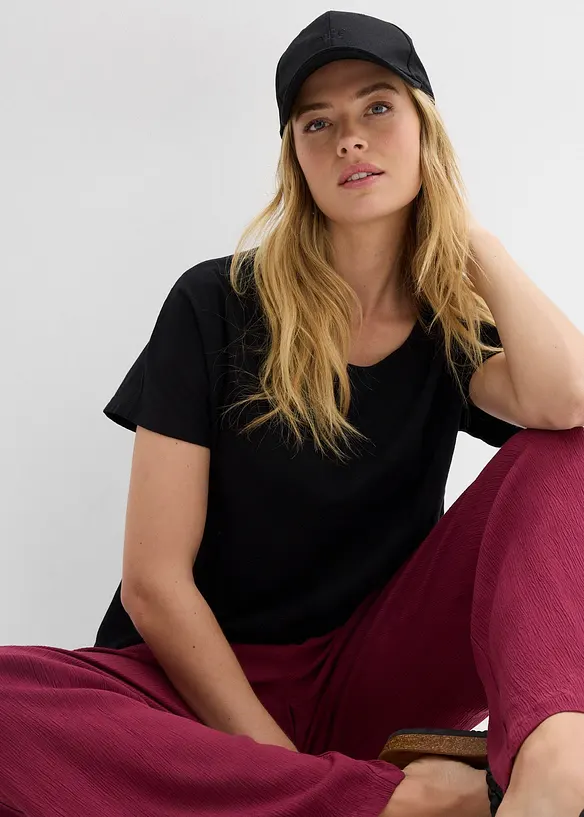 T-shirt en fil flammé avec base smockée, bonprix