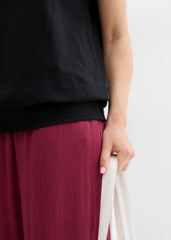 T-shirt en fil flammé avec base smockée, bonprix