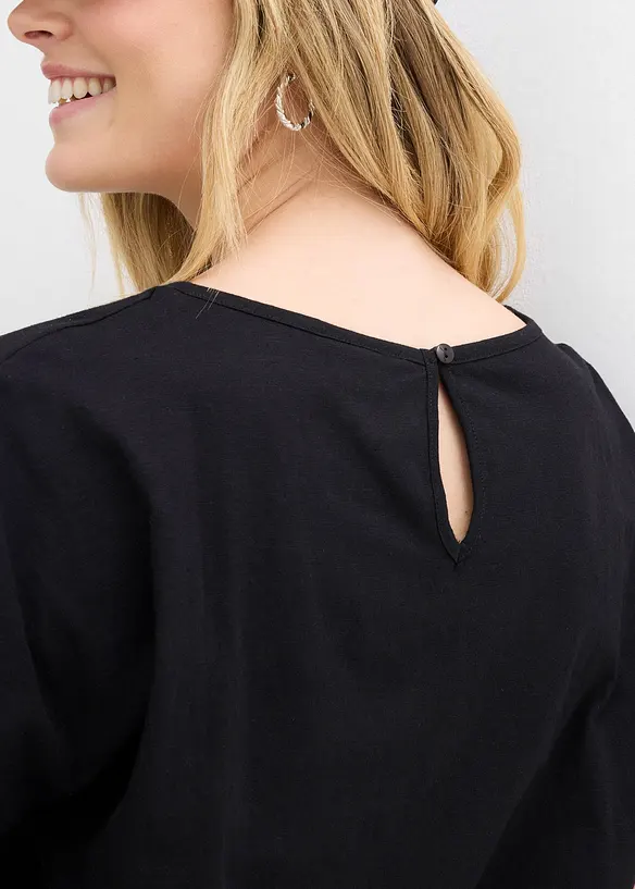 T-shirt en fil flammé avec base smockée, bonprix