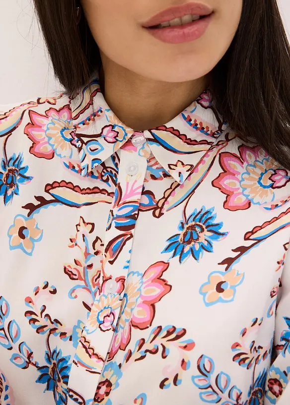 Robe-chemise imprimée en viscose fluide, bonprix