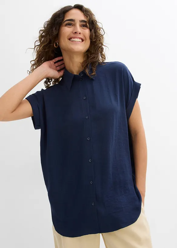 Chemisier manches courtes avec polyester recyclé, bonprix