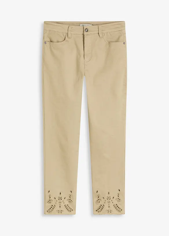 Pantalon extensible à broderies anglaises, bonprix
