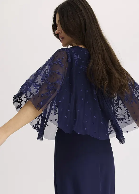 Robe longue en crêpe avec broderies florales, bonprix