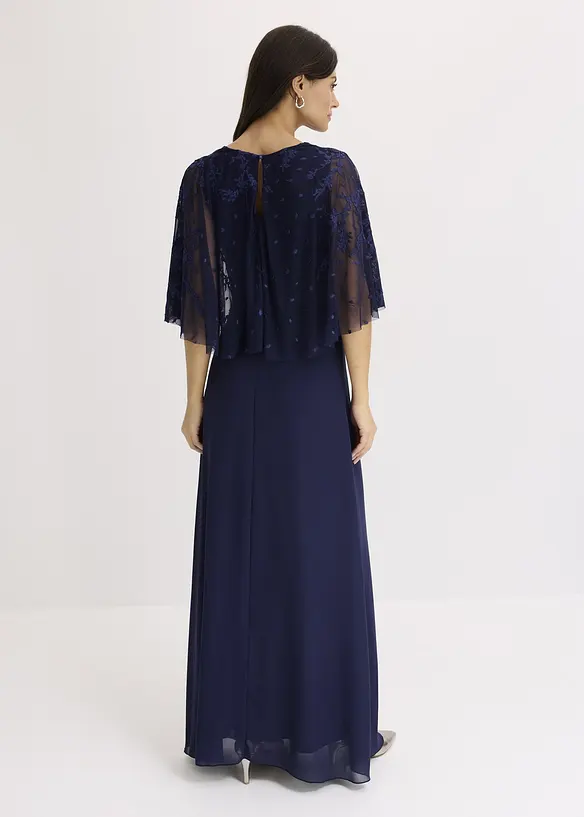 Robe longue en crêpe avec broderies florales, bonprix