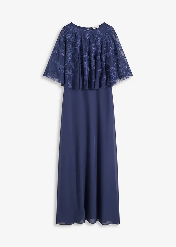 Robe longue en crêpe avec broderies florales, bonprix