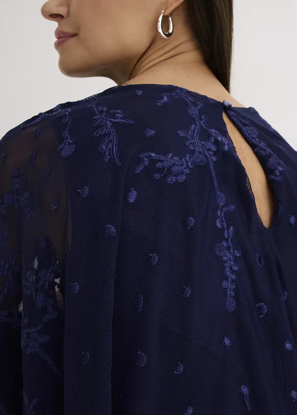 Robe longue en crêpe avec broderies florales, bonprix