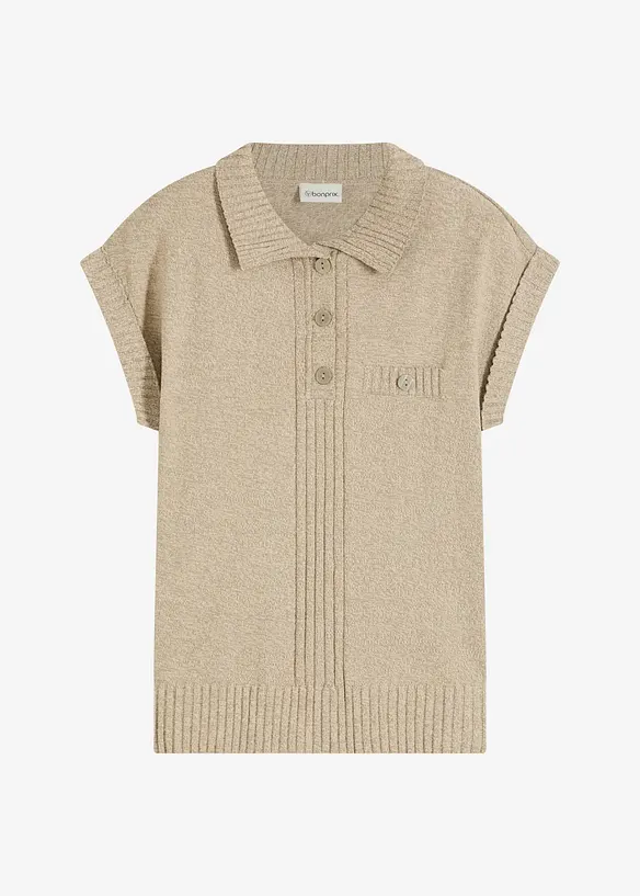 Pull col polo en coton mélangé, bonprix