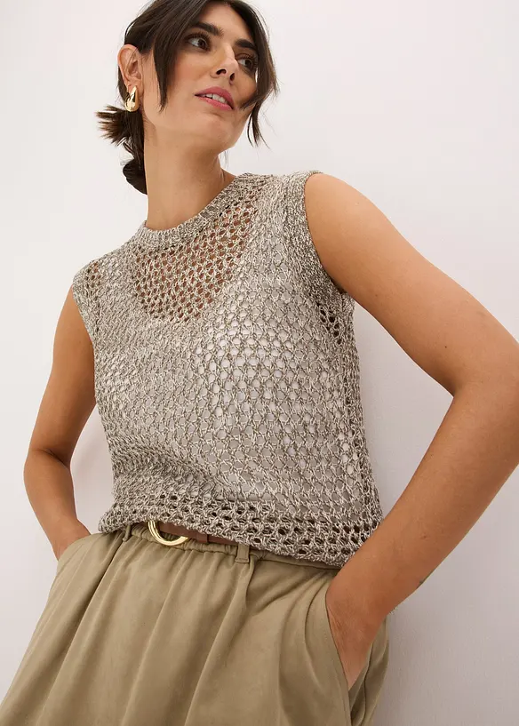 Top en grosse maille ajour&eacute;e, bonprix