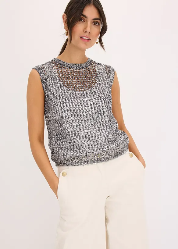 Top en grosse maille ajourée, bonprix