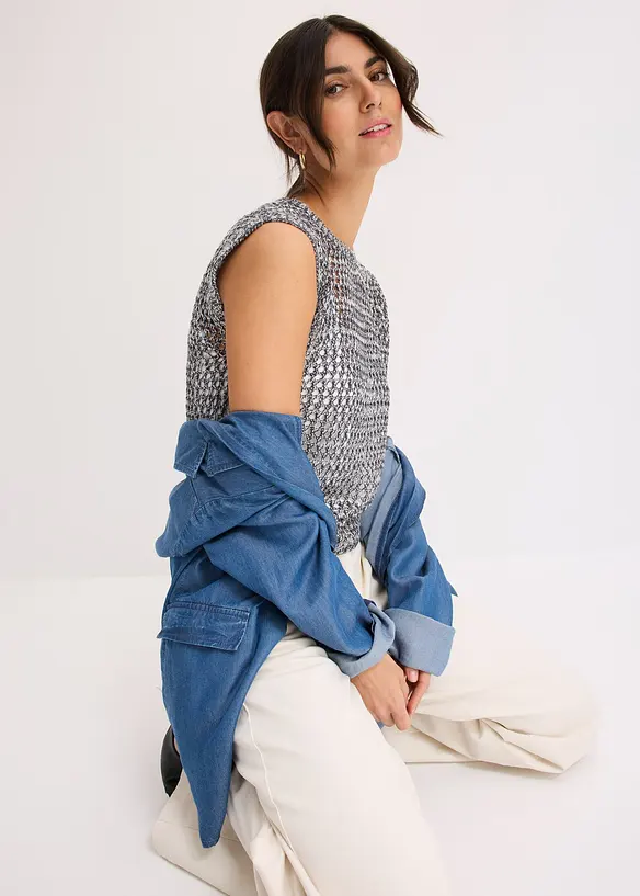 Top en grosse maille ajourée, bonprix