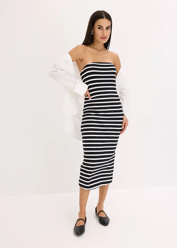 Robe bustier en matière côtelée, bonprix