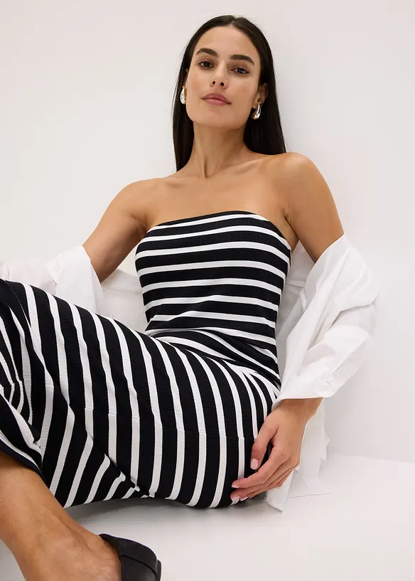 Robe bustier en matière côtelée, bonprix