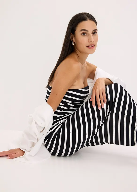 Robe bustier en matière côtelée, bonprix