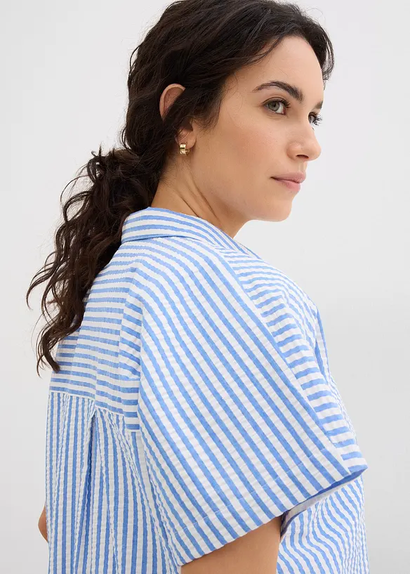 Chemisier manches courtes en seersucker, bonprix