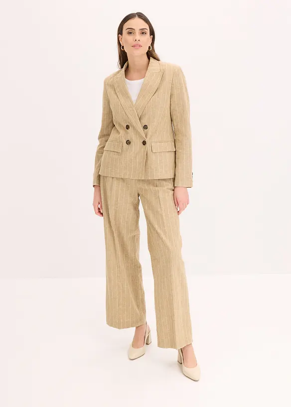 Pantalon à pinces en lin majoritaire, bonprix