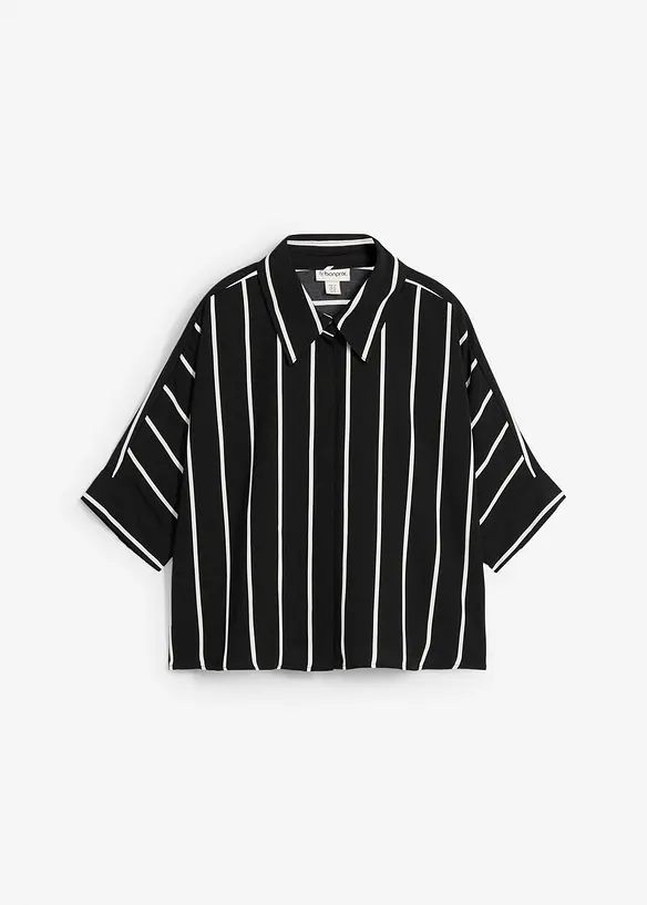 Chemisier manches courtes en crêpe texturé, bonprix