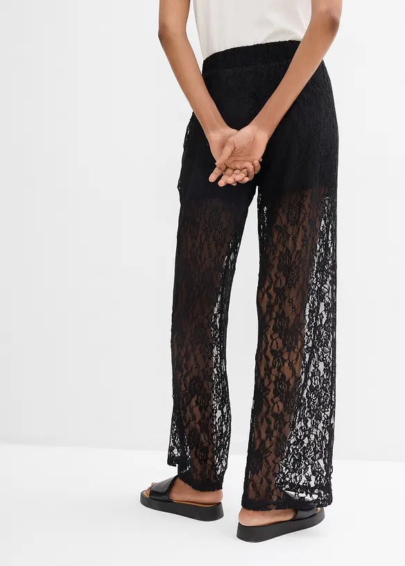 Pantalon en dentelle &agrave; taille &eacute;lastiqu&eacute;e, bonprix