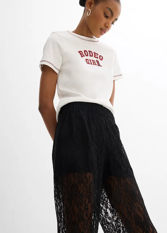 Pantalon en dentelle &agrave; taille &eacute;lastiqu&eacute;e, bonprix