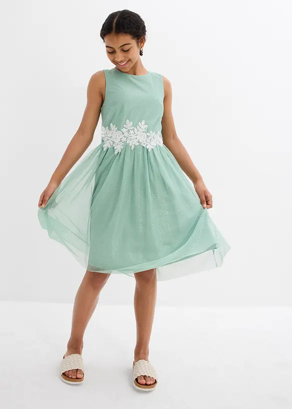 Robe midi avec empiècement dentelle, bonprix