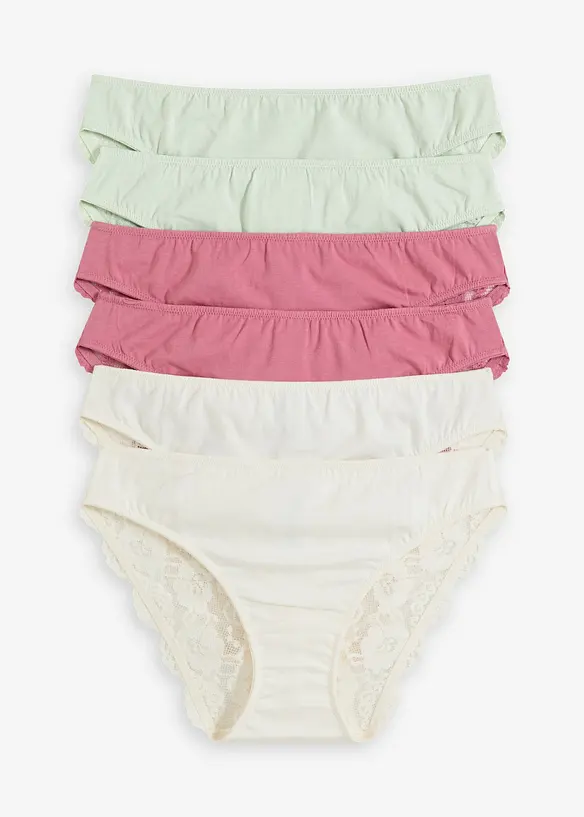 Lot de 6 slips à dentelle, bonprix