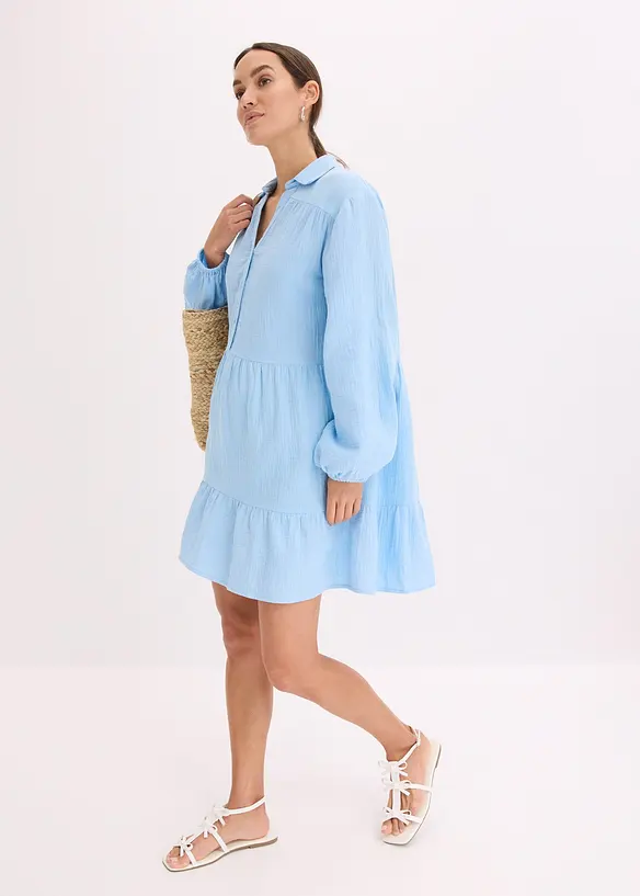 Robe courte étagée en gaze de coton, bonprix