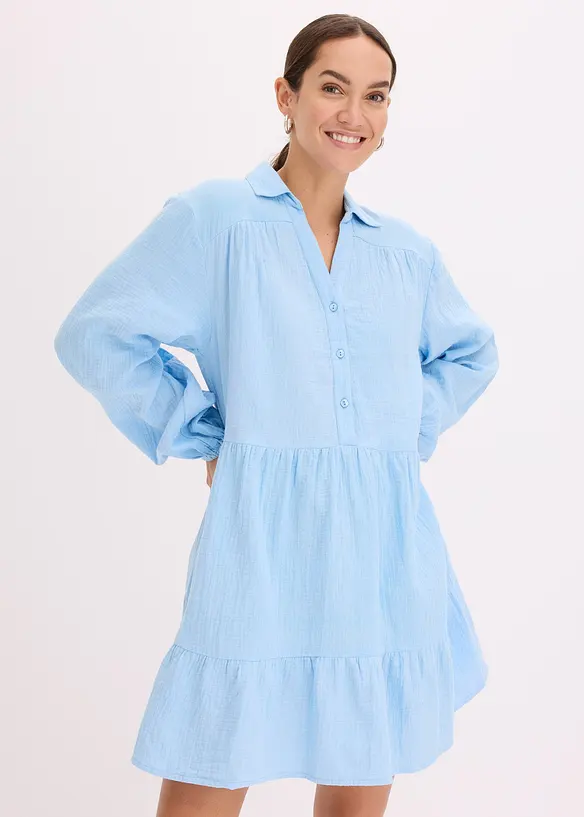 Robe courte étagée en gaze de coton, bonprix