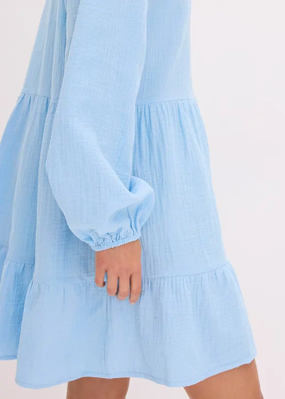 Robe courte étagée en gaze de coton, bonprix