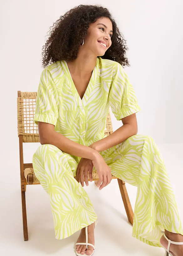 Chemisier manches courtes aspect lin, bonprix