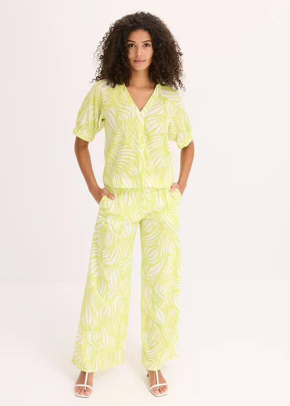 Chemisier manches courtes aspect lin, bonprix