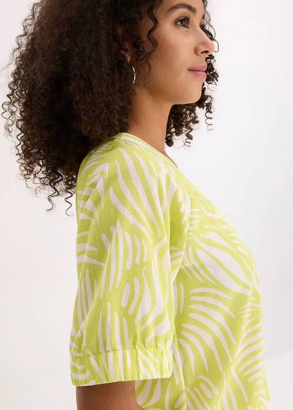 Chemisier manches courtes aspect lin, bonprix