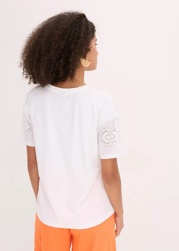 T-shirt avec broderies anglaises, bonprix