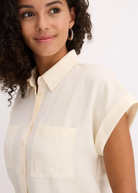 Chemisier manches courtes fluide en lyocell m&eacute;lang&eacute;, bonprix