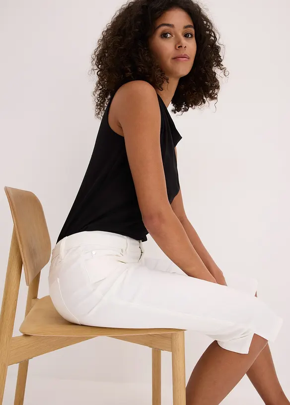 Pantalon corsaire taille élastiquée, bonprix