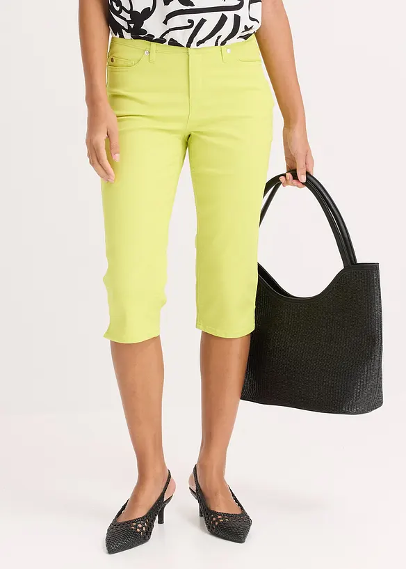 Pantalon corsaire taille &eacute;lastiqu&eacute;e, bonprix