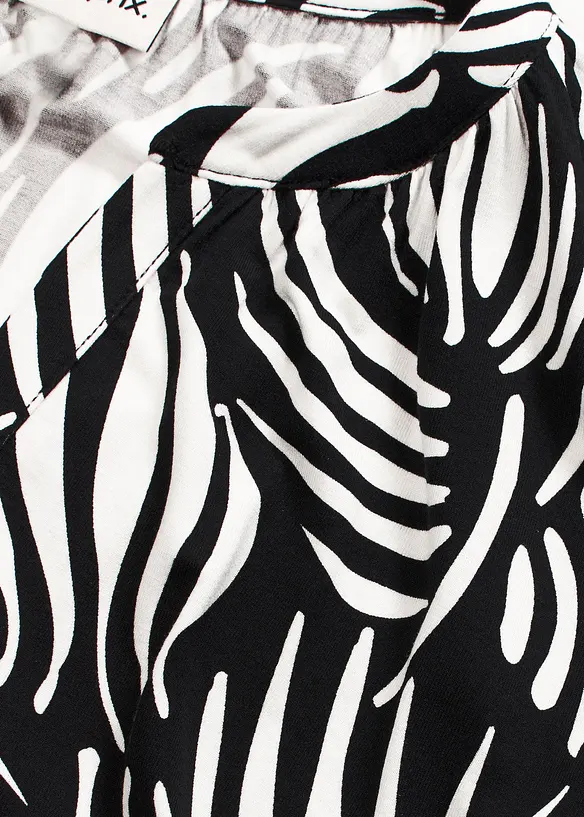 T-shirt col tunisien en viscose m&eacute;lang&eacute;e, bonprix