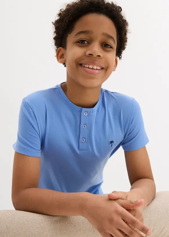 Lot de 2 T-shirts à col tunisien, bonprix