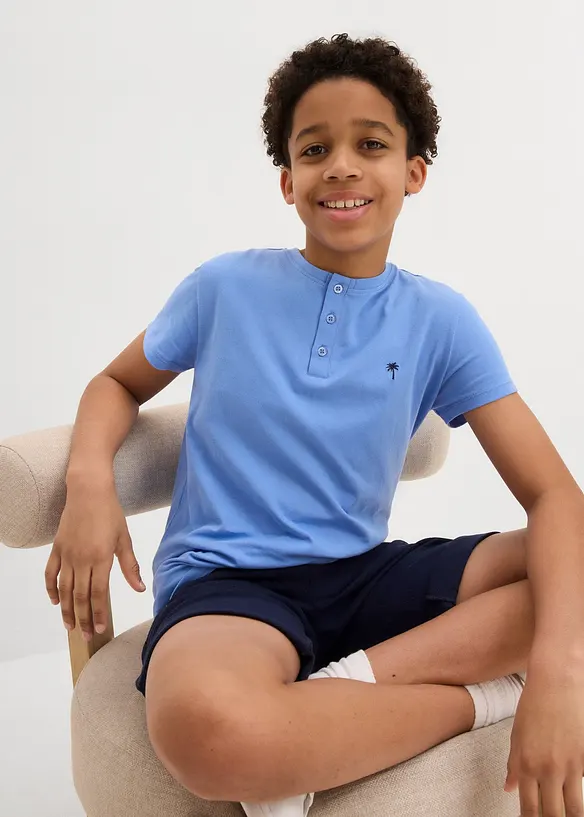 Lot de 2 T-shirts à col tunisien, bonprix