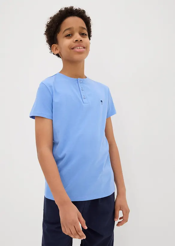 Lot de 2 T-shirts à col tunisien, bonprix