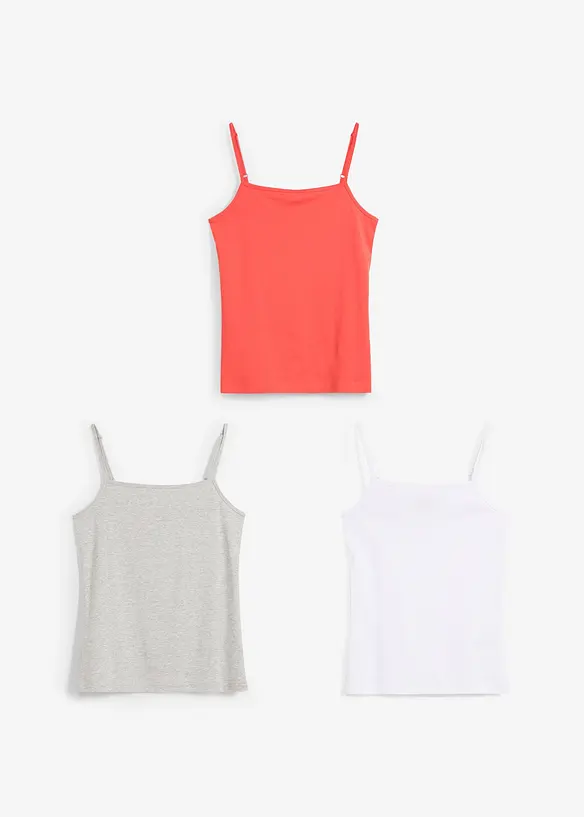 Lot de 3 hauts à bretelles fines, bonprix