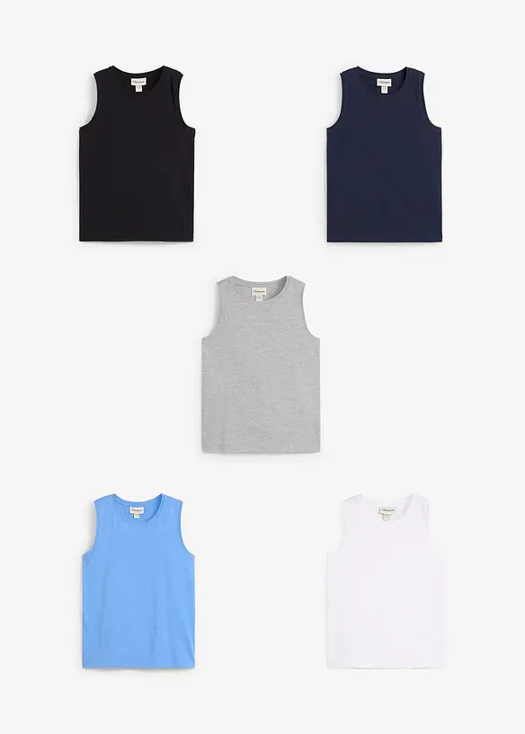 Lot de 5 débardeurs coton, bonprix