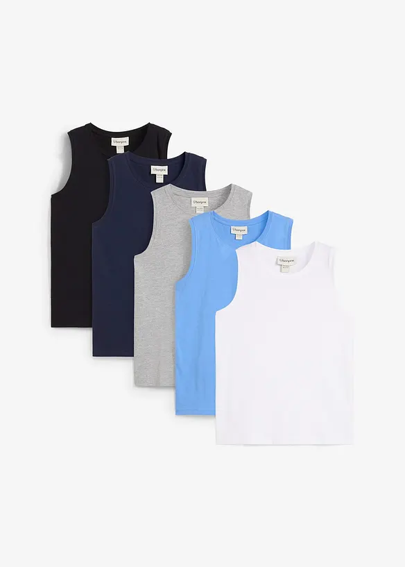 Lot de 5 débardeurs coton, bonprix