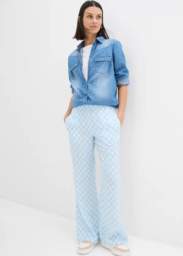 Pantalon ample &agrave; carreaux, en viscose fluide, bonprix