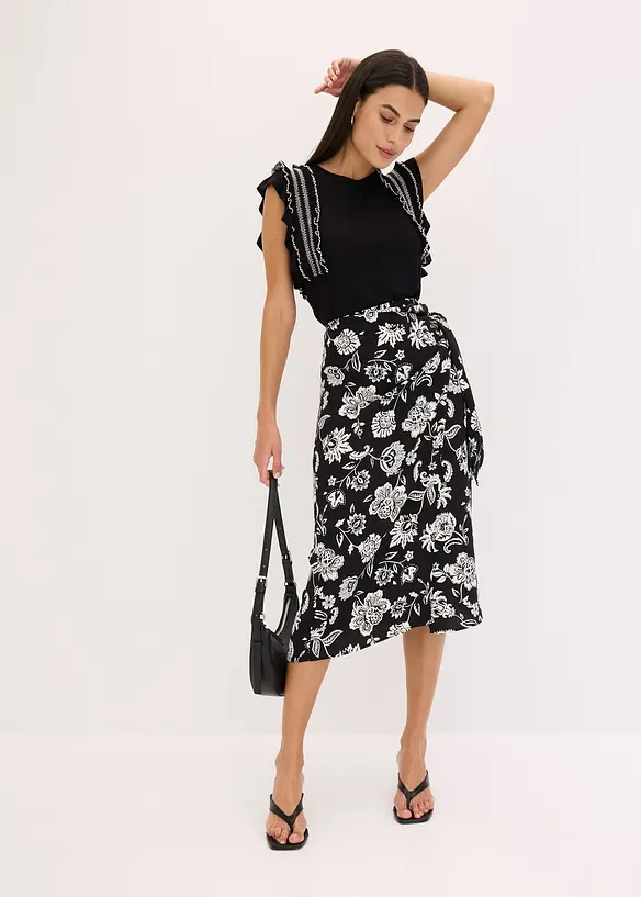 Top à volants en viscose extensible, bonprix