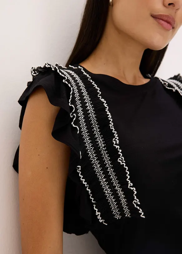 Top à volants en viscose extensible, bonprix